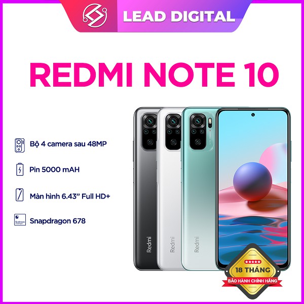 Điện thoại Xiaomi Redmi Note 10 64GB/128GB - Pin 5000mAh - Snapdragon 678 - Android 11 - BH 18 Tháng