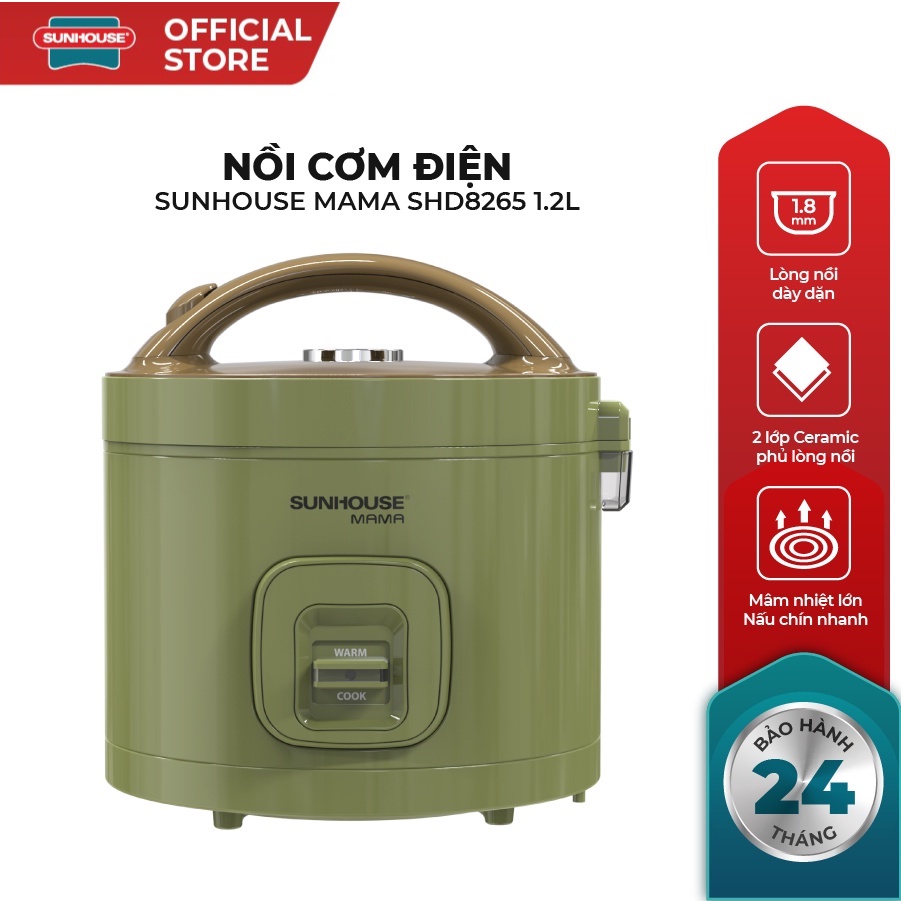 Nồi cơm điện 1.2L SUNHOUSE MAMA SHD8265G , CAO CẤP , chống dính ceramic cao cấp