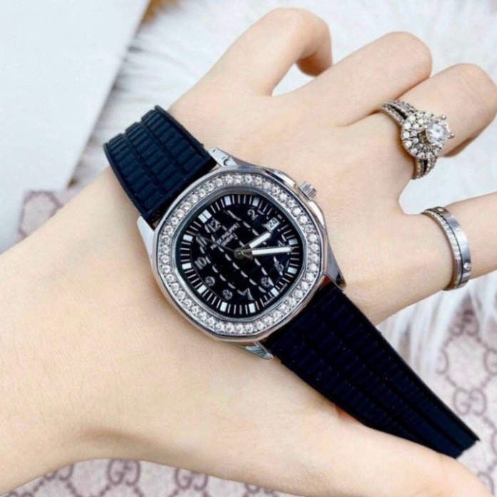 Đồng hồ nữ Patek PT dây silicon siêu mềm, classic đính diamond, có bảo hành.