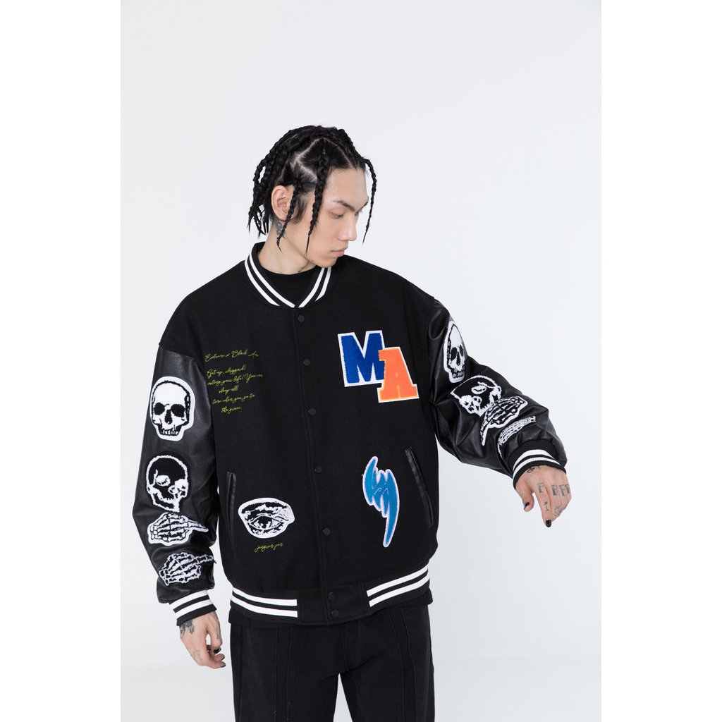 Áo khoác Bomber Made Extreme x Blackair Gothic Embroidered Varsity