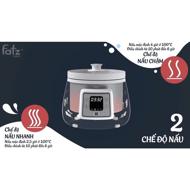 Nồi Nấu Cháo Chậm Thông Minh 1.5L Slow 6 FATZBABY - FB9106SJ