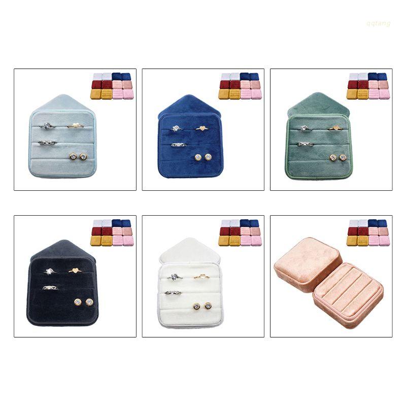 QQ Hộp Đựng Nhẫn Hình Vuông Chất Liệu Nhung Có Nắp Tháo Rời Được Tiện Dụng