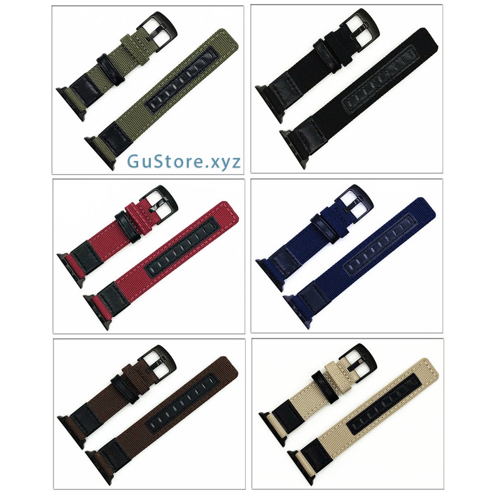 Dây đeo đồng hồ vải dù quân đội khóa cài dùng cho Apple Watch series 1/2/3/4/5/6/SE đủ size 38/40/42/44mm