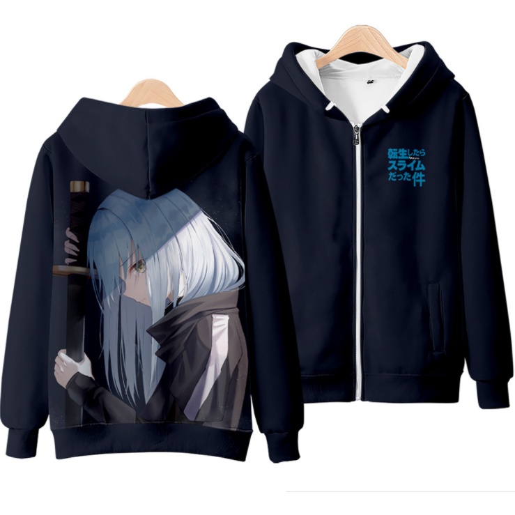 Áo Khoác Hoodie Tay Dài Có Khóa Kéo In Hình Tensura King of Monsters Rimuru Tempest 3D Thời Trang Unisex 2022