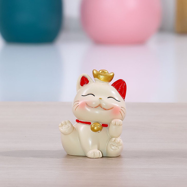 Mô hình 4 mèo thần tài may mắn Ráp để bàn dùng làm quà tặng, trang trí bàn làm việc, góc học tập - HO15
