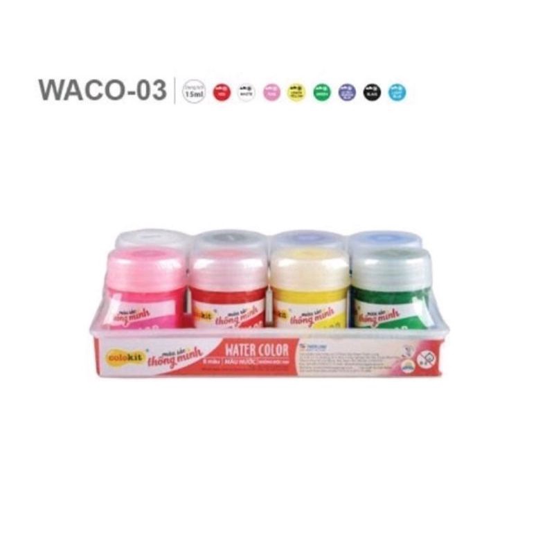 Vỉ 8 - 12 màu nước Colokit - kèm cây lấy màu, hàng chính hãng, sản phẩm chất lượng cao và được kèm cọ