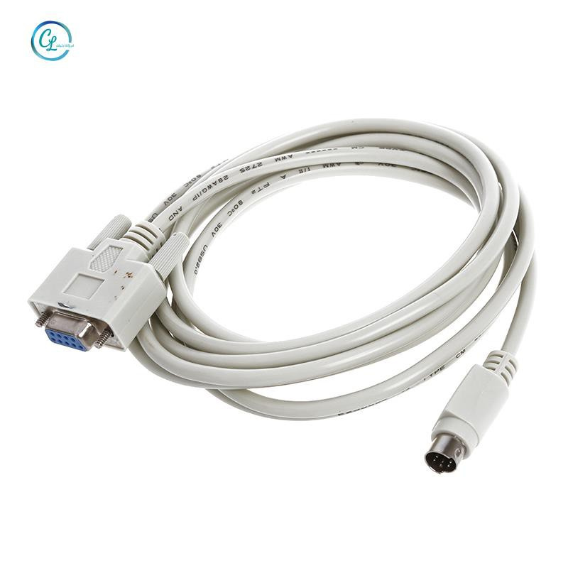 DB9P to 8P Mini Din RS232 Download Cable White 8.2 Ft for PLC DVP-EH