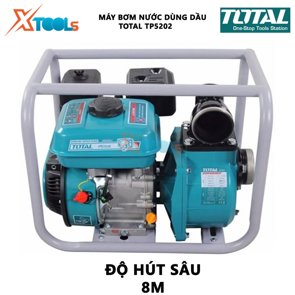 Máy bơm nước dùng dầu TOTAL Máy bơm nước mini chạy dầu Công suất 3.8H-8.3 HP Dung tích xi lanh 227cc-418 cc bơm tưới cây