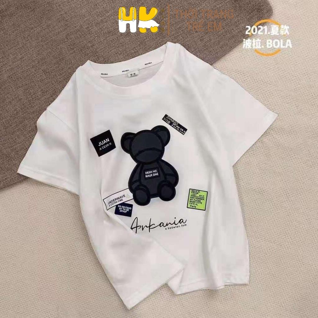Áo phông cộc tay cho bé trai và gái BOLA, áo thun ngắn tay chất cotton mềm mịn, thoáng mát size từ 3-7 tuổi - HK KIDS