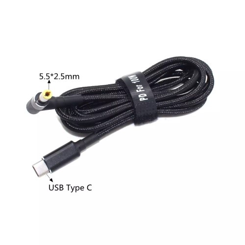 Dây cáp sạc PD 65W 100W USB Type C sang DC DC 5.5x2.5mm / 5.5*2.5mm cho laptop Lenovo, Acer, Asus, Toshiba