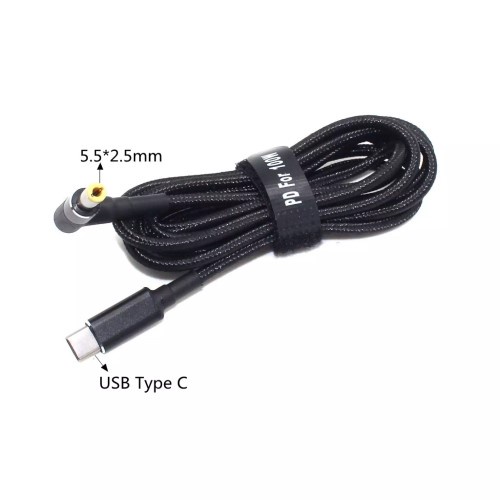 Dây cáp sạc PD 100W USB Type C sang DC DC 5.5x2.5mm / 5.5*2.5mm cho laptop Lenovo, Acer, Asus, Toshiba