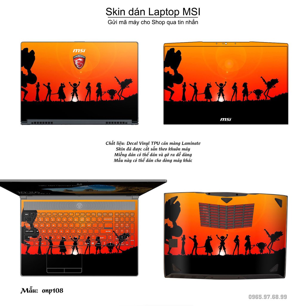 Skin dán Laptop MSI in hình One Piece nhiều mẫu 11 (inbox mã máy cho Shop)