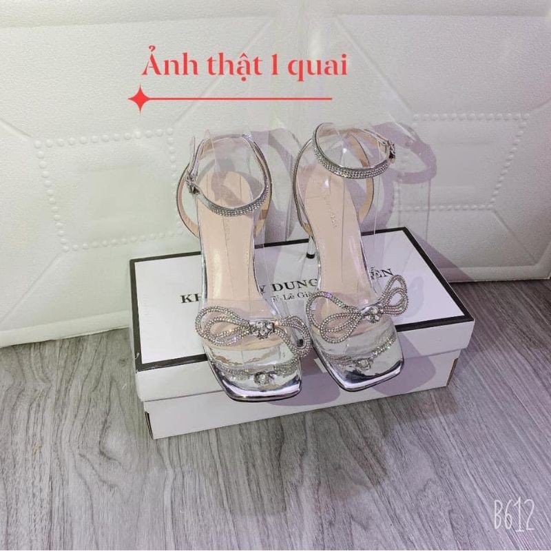 FREE SHIP_ GIÀY, DÉP SANDAL QUẤN CỔ CHÂN PHỐI NƠ ,NỮ ĐÍNH ĐÁ SANG CHẢNH THỜI TRANG NỮ TRẺ TRUNG GÓT CAO 7CM MÃ L96