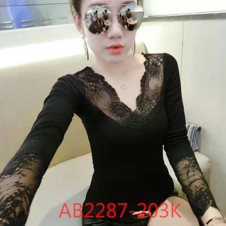 (AB2287) ÁO THUN NỮ DÀI TAY PHỐI REN CỔ KIỂU LẠ HÀNG QUẢNG CHÂU CAO CẤP SALE SỐC 30% (HÀNG Y HÌNH) Đẹp '