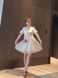 [ORDER] Váy phối voan chấm bi [ảnh thật ở cuối]