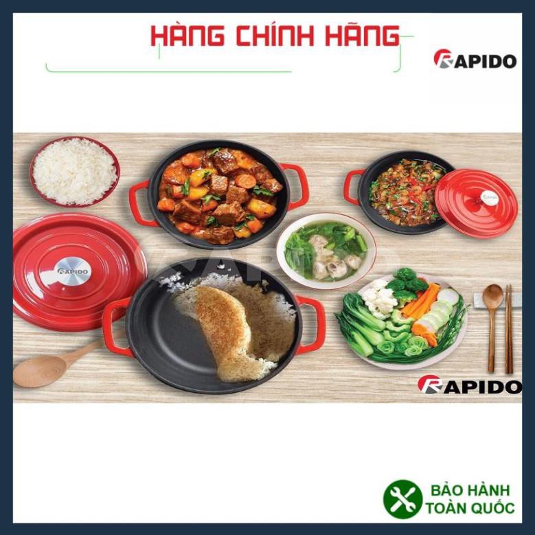 Nồi gang đúc tráng men Rapido 22cm, Nồi gang Rapido, kích cỡ 22cm dùng cho tất cả các loại bếp.