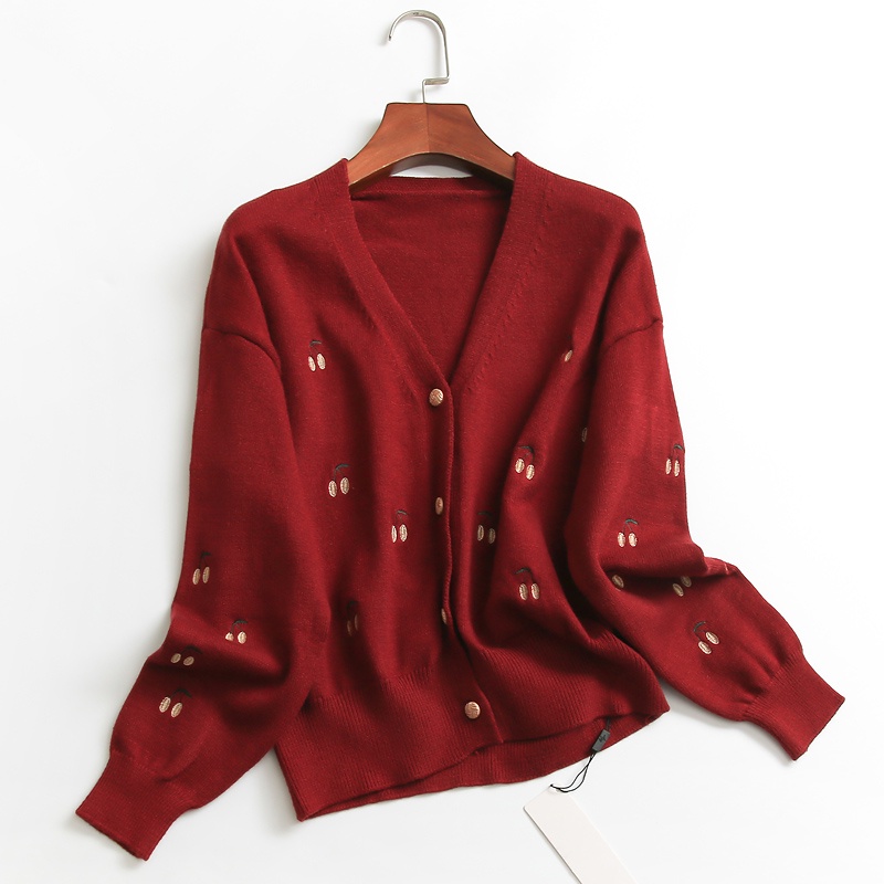 P402 Áo cardigan thêu cherry xuất dư của ONE MORE