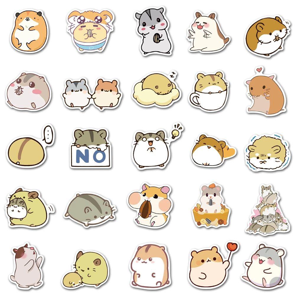 ELLSWORTH Miếng Dán Trang Trí Vali / Ván Trượt / Điện Thoại Hình Chuột Hamster Graffiti Dễ Thương