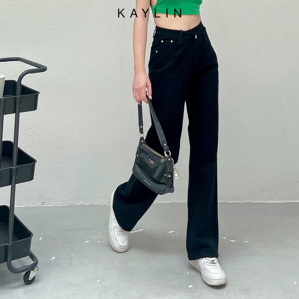 Quần jean nữ ống suông lưng chéo thời trang KAYLIN - N1635