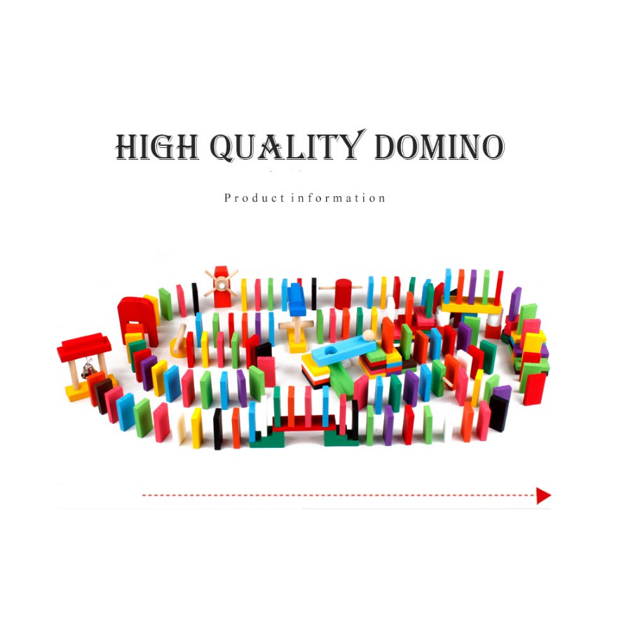 Đồ chơi Domino gỗ xếp hình 360 miếng kèm túi vải, puzzle giáo dục thông minh cho trẻ em