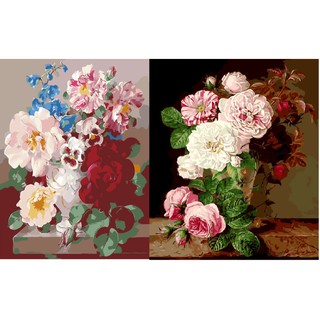 Bình Hoa -Tranh sơn dầu số hoá tự tô màu theo số có khung - (40*50cm) CÓ SẴN