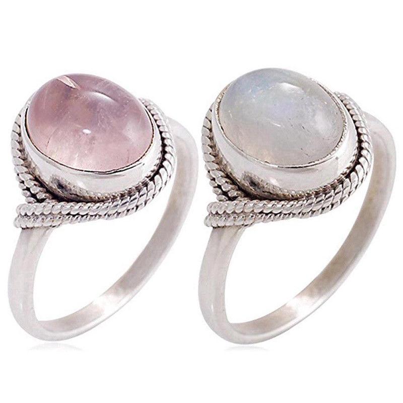 Nhẫn bạc mặt Oval đính đá pha lê cổ điển