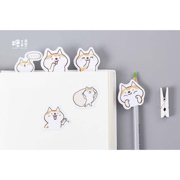 Bộ 45 Sticker Hàn Quốc hình Shiba Inu dễ thương dán trang trí E14