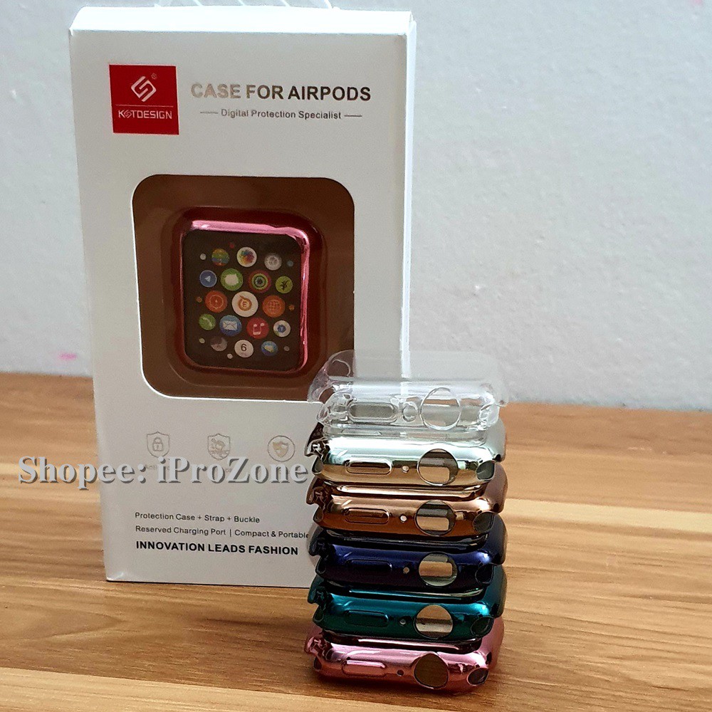 Ốp dẻo TPU viền mầu giả thép cho Apple Watch chính hãng KST chống sốc , chống vỡ phủ kín mặt + body