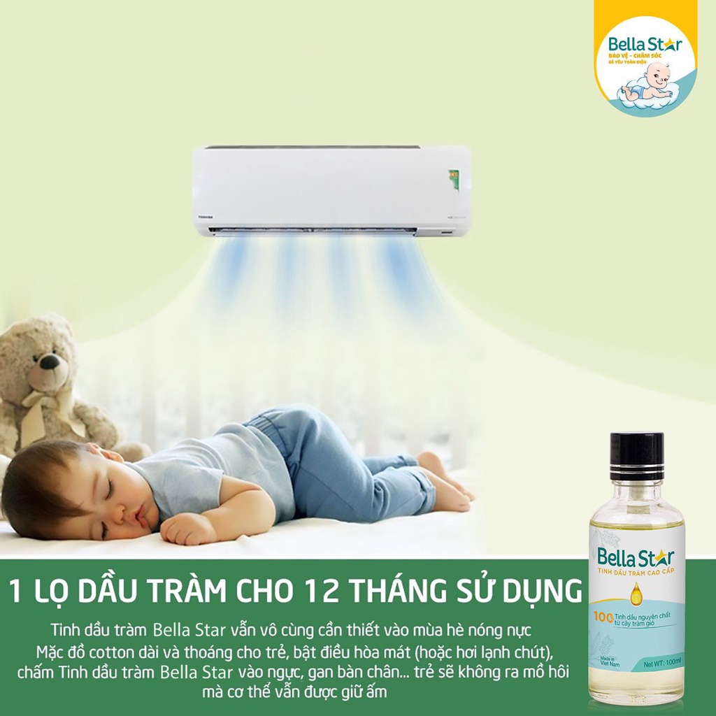 Tinh Dầu Tràm 50ml nguyên chất BELLA STAR 100% hữu cơ, giữ ấm cơ thể, phòng muỗi đốt, phòng ho cảm cúm lành tính