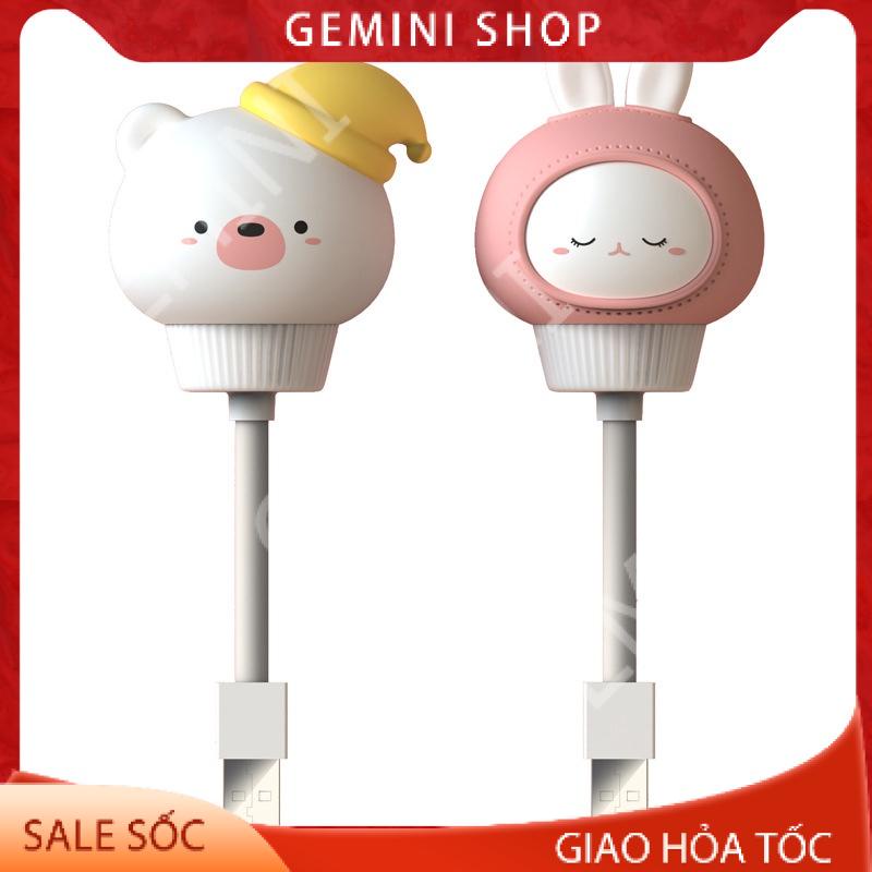 Đèn ngủ Hình Thú Dễ Thương V005 mini có điều khiển từ xa remote cổng usb hình thú Ánh Sáng Vàng GEMINI SHOP