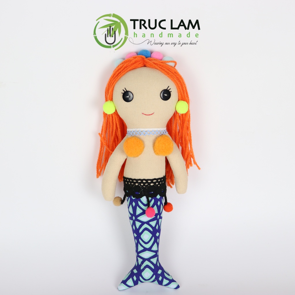 Đồ Chơi Cho Bé Thú Nhồi Bông Hình Nàng Tiên Cá Vải Hoa Bông Gòn Cao Cấp - Trúc Lâm Handmade