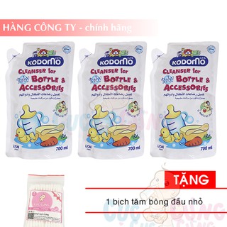 Bộ 3 bịch nước rửa bình sữa Tặng 1 bịch tăm bông đầu nhỏ