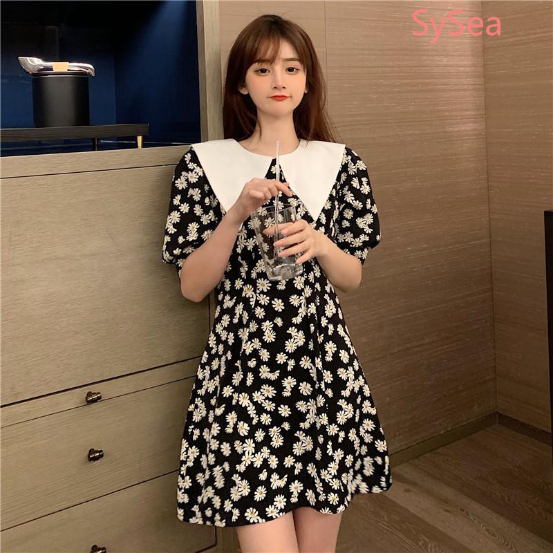 Đầm hoa cúc ngắn tay thời trang mùa hè ngọt ngào cho nữ