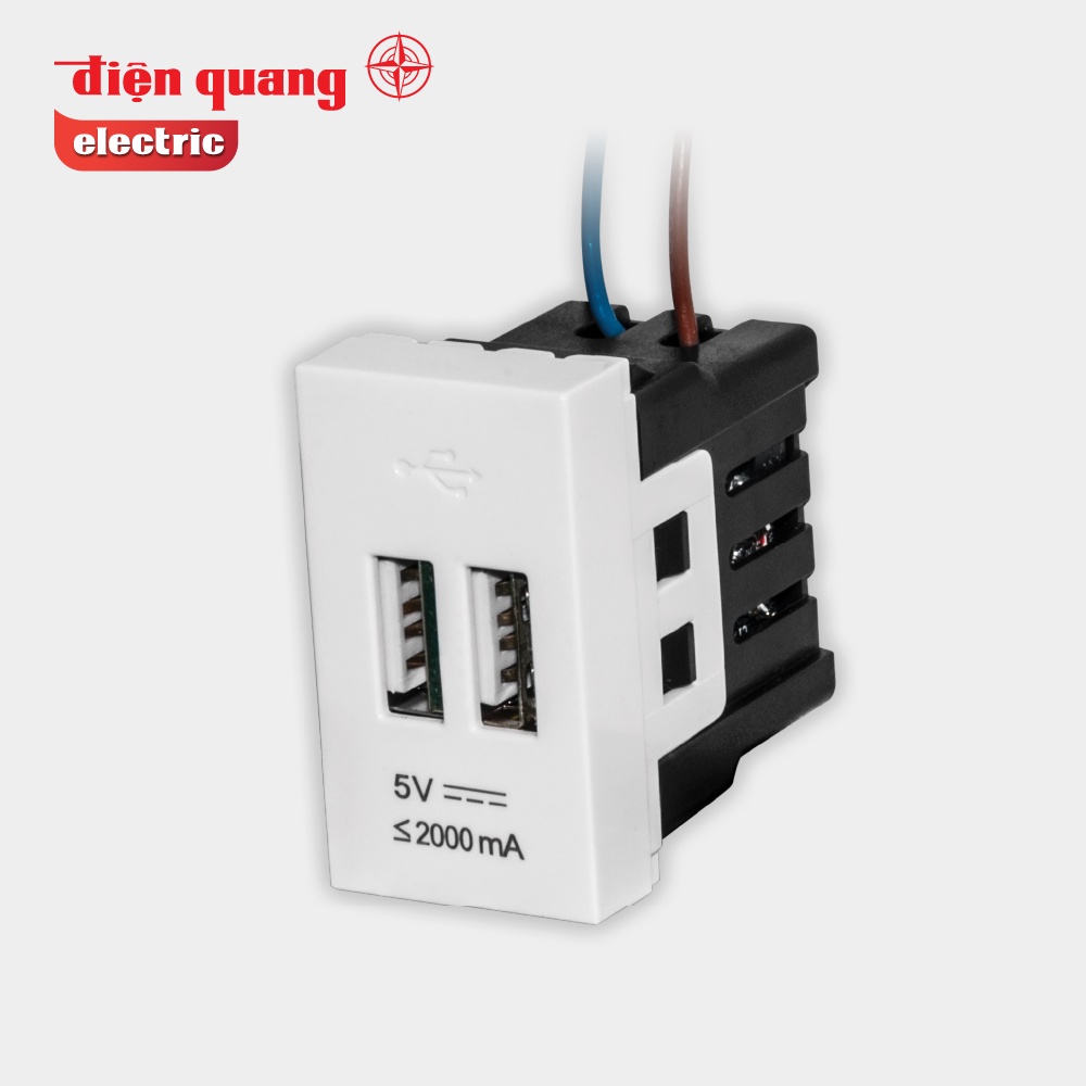 Ổ cắm USB âm tường Điện Quang DQHome ĐQ IW1 2UO W (màu trắng)