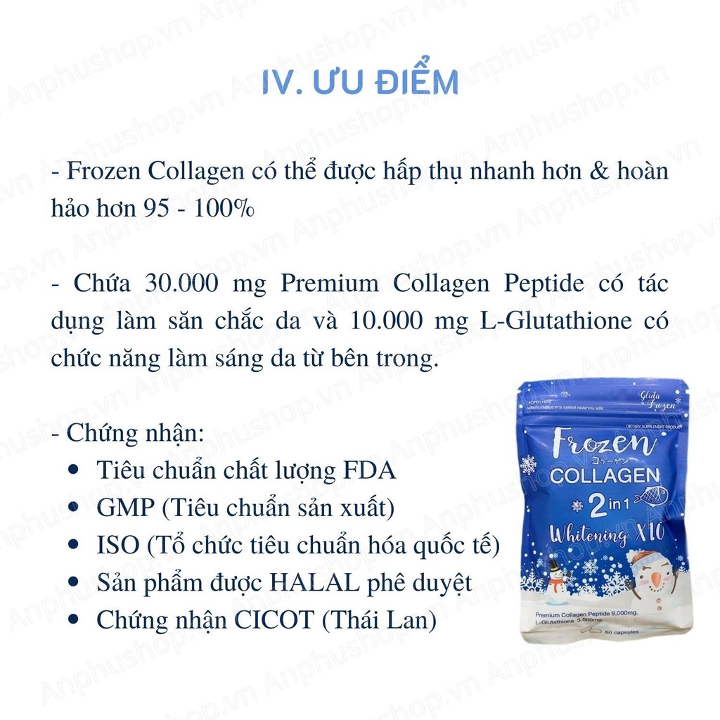 Viên uống trắng da Frozen Collagen Thái Lan - Sản phẩm chính hãng