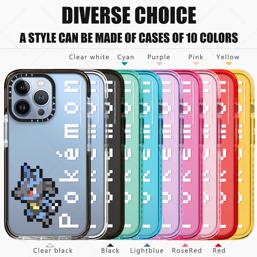 Transparent Fashion Brand Casetify Unity Pixel Pokemon Cartoon Cute Giant Lucario Case For  11 Xr 13 Mini X Xs Max 12 Pro 7 8 Plus Soft Shockproof Clear Tpu Protective Cases
