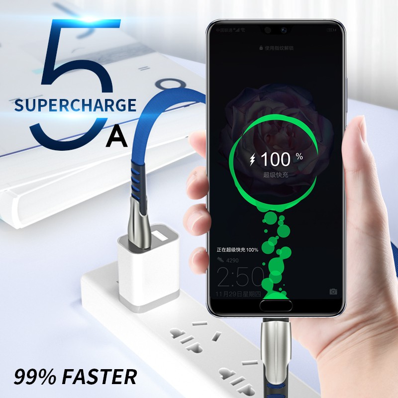 Cáp Sạc Nhanh 5a Micro Usb Type-C Cho Iphone Samsung Huawei Oppo Vivo Xiaomi Jp1