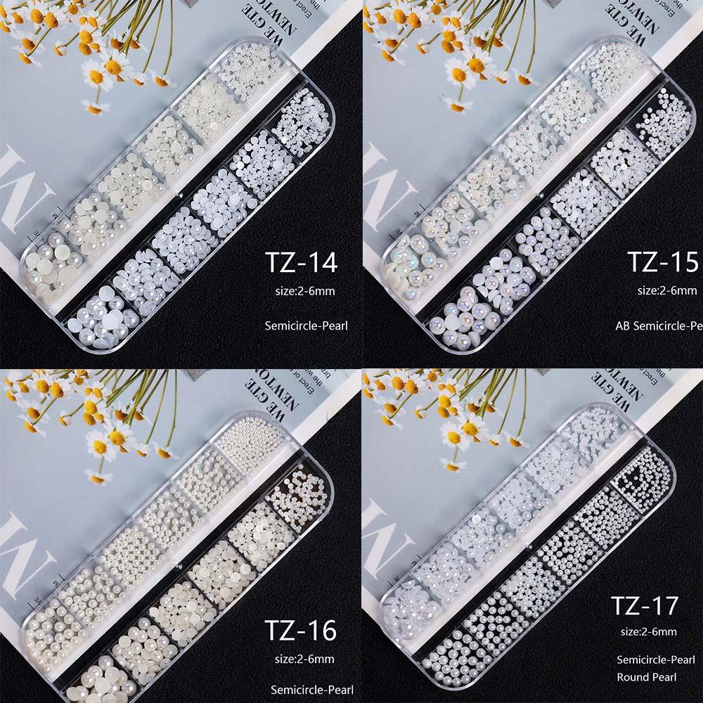 Hạt Nhựa 3D Trang Trí Móng Tay Nghệ Thuật DIY|Ab Bán Nguyệt-Pearl