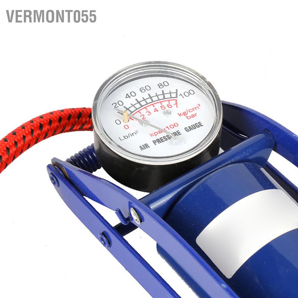Vermont055 Step On Air Pump Floor Foot Single Cylinder with Pressure Gauge for Tires Balls Rubber Boats Airbeds Blue