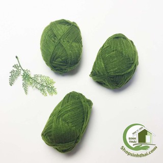 Len sợi đan móc màu xanh rêu