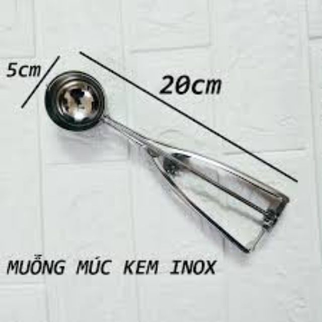 Thìa mui múc kem inox KT 5cm