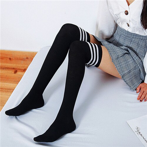 Sexy Stocking Over The Knee High Socks Women Striped Long Cotton Thigh Socks Ladies Stockings Warm Thigh High Socks For Girls