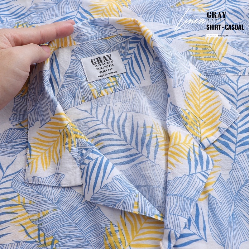 ÁO SƠ MI HOA LÁ, SƠ MI NHÓM ĐI BIỂN, SƠ MI ĐI BIỂN, SƠ MI NHÓM LỚP, SƠ MI HAWAII,ĐỒ ĐI BIỂN CỰC ĐẸP Grayhomme TB121