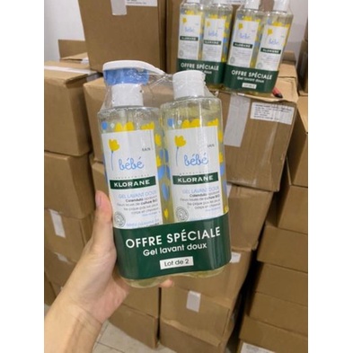 COMBO Sữa tắm KLORANE Pháp cho bé sơ sinh và bé nhỏ 500ml x 2 chai[NHADAU]