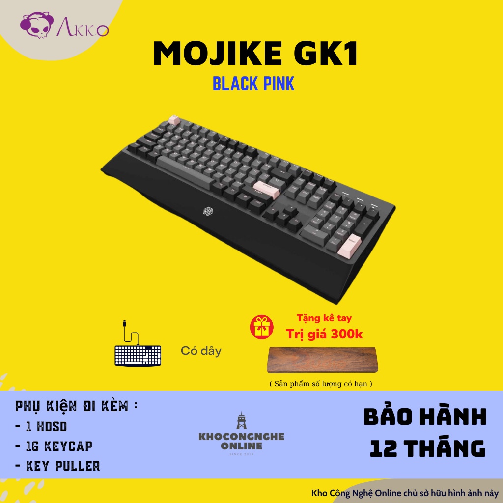 Bàn phím cơ Mojike GK1 Black Red | Black Pink (AKKO sw v2 / LED trắng)