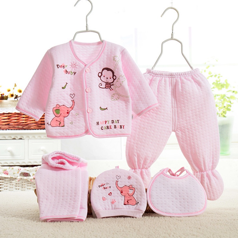 quần áo phù hợp cho quần áo sơ sinh mới sinh mũ mũ trẻ em yếm 5 cái mới biết đi quần áo cotton bộ AKKU