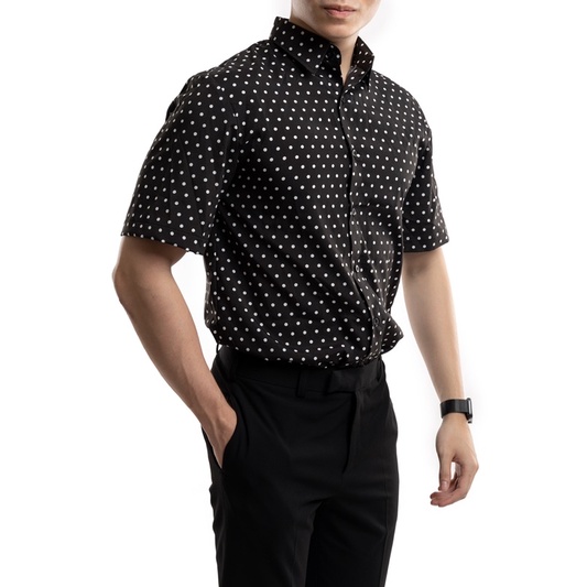 Áo sơ mi nam tay ngắn chấm bi BRINY