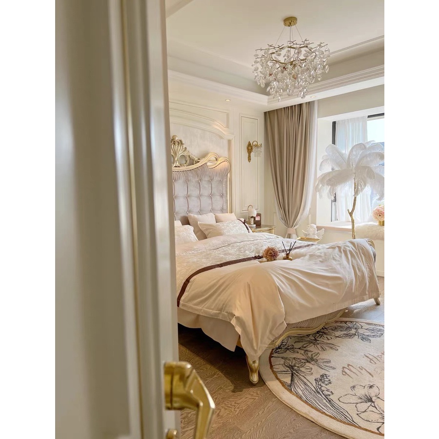 Bộ chăn ga gối lụa sateen 100s LIDACO mix ren nơ sang trọng