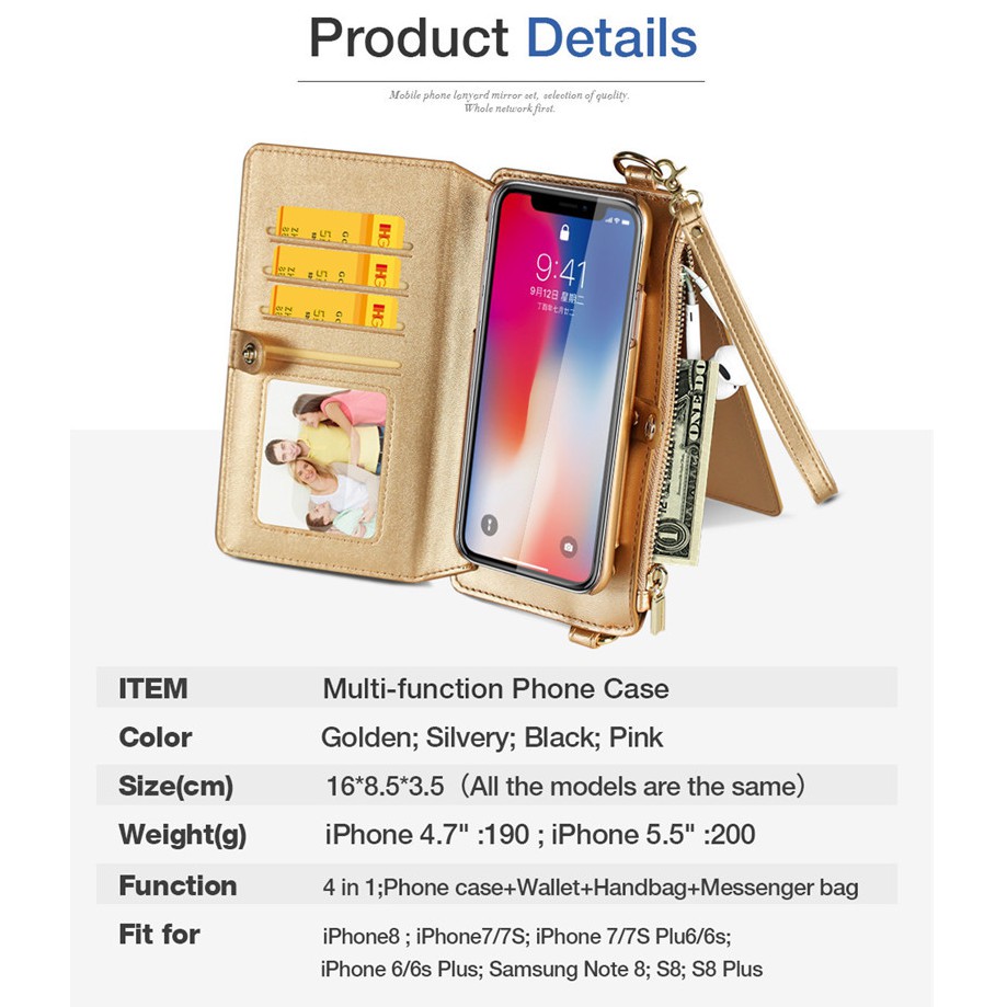 Bao da dạng túi cho điện thoại  iPhone 6 6s 7 8 plus X | BigBuy360 - bigbuy360.vn