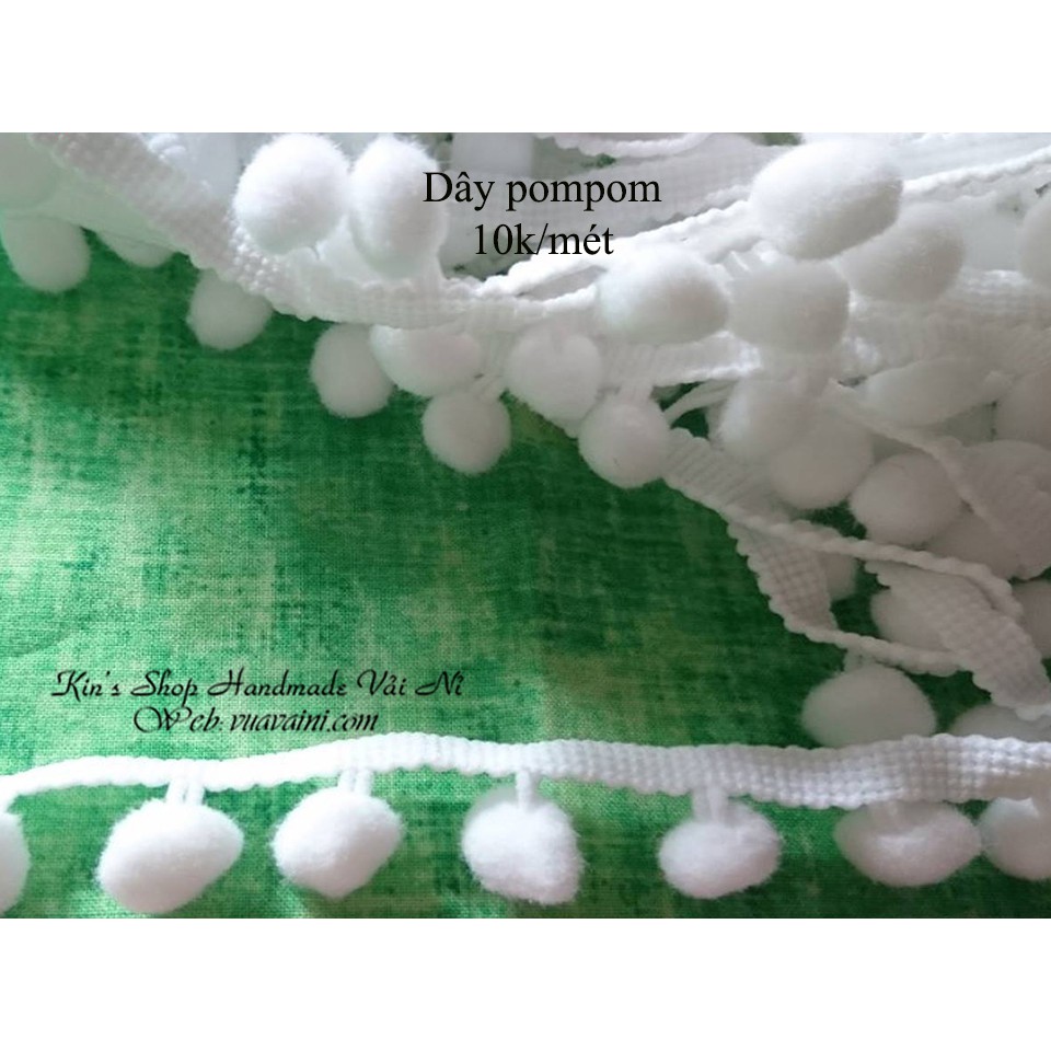 Dây pompom đủ màu, dây trang trí cục bông đủ màu - Nguyên liệu handmade, dùng trong may mặc